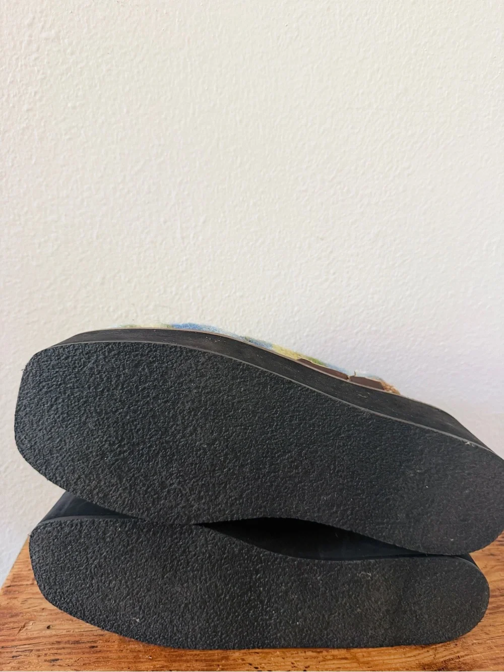 Free People Astrid Platform Mule in Blue Tweed Motif - Slides
